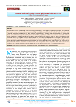 Elemental Analysis of Condiments, Food Additives and Edible Salts