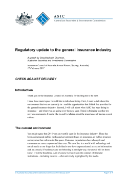 Regulatory update to the general insurance industry