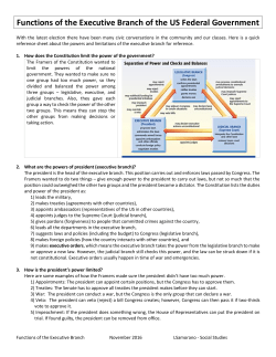 Functions of the Executive Branch of the US Federal Government