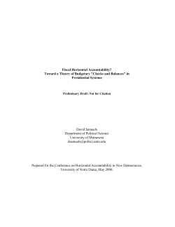 Toward a Theory of Budgetary "Checks and Balances"