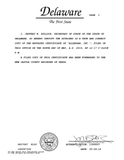 Allergan Certificate of Incorporation