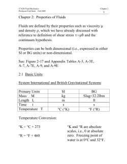 Chapter 2: Properties of Fluids Fluids are defined by their properties