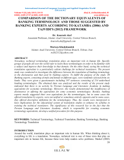 comparison of the dictionary equivalents of banking terminology and