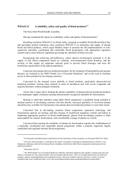 WHA63.12 Availability, safety and quality of blood products