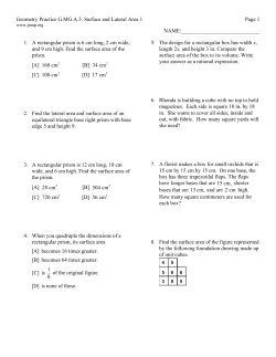 Geometry Practice G.MG.A.3: Surface and Lateral Area 1