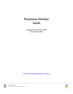 Playhouse Holiday fonds - UBC Library