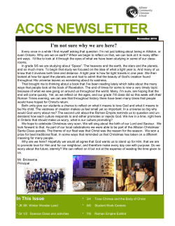 November 2016 - Alliston Community Christian School