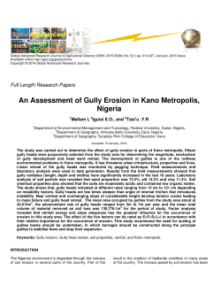 An Assessment of Gully Erosion in Kano Metropolis, Nigeria