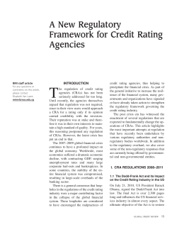 A New Regulatory Framework for Credit Rating Agencies