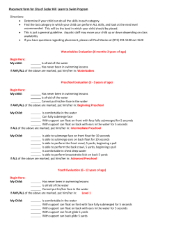 Swimming Lesson Placement Form.