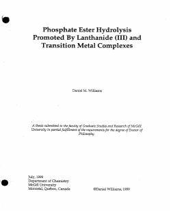 Phosphate Ester Hydrolysis Promoted B y Lanthanide (III) and