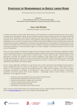 STRATEGIES OF REMEMBRANCE IN GREECE UNDER ROME