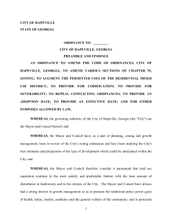 CITY OF HAPEVILLE STATE OF GEORGIA ORDINANCE NO