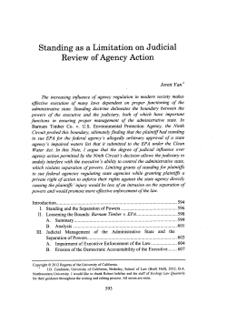 Standing as a Limitation on Judicial Review of Agency Action