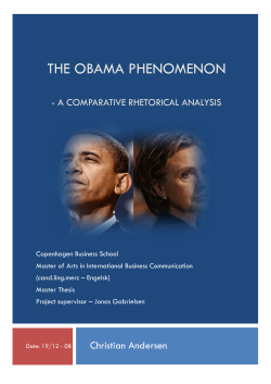 The Obama phenomenon - A comparative rhetorical analysis