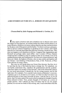 A RECOVERED LECTURE OF J. L. BORGES ON DON QUIXOTE