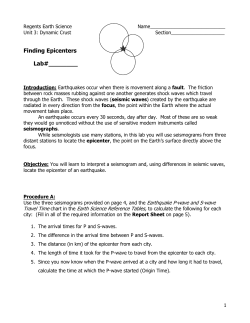 Finding Epicenters Lab#______