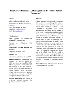 Fluoridation Practices - A Missing Link in the Vaccine