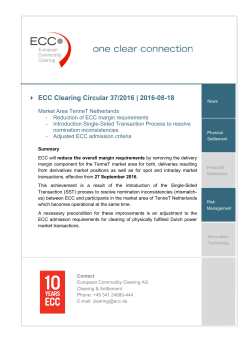 Market Area TenneT Netherlands: Reduction of ECC margin
