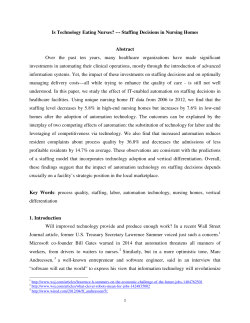 Staffing Decisions in Nursing Homes Abstract Over the past ten