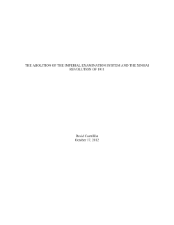 THE ABOLITION OF THE IMPERIAL EXAMINATION SYSTEM AND