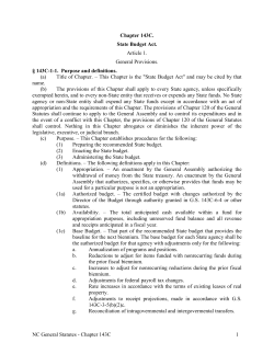 State Budget Act - North Carolina General Assembly