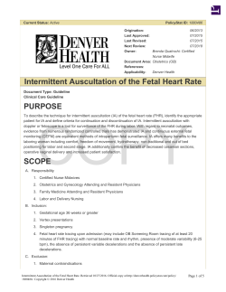 Intermittent Auscultation of the Fetal Heart Rate PURPOSE SCOPE