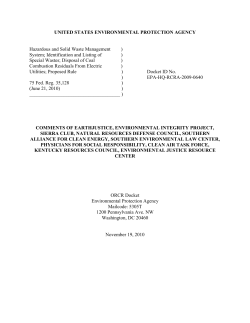 Earthjustice Coal Ash Comments (Docket ID No. EPA-HQ
