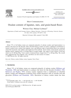 Oxalate content of legumes, nuts, and grain