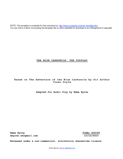 THE BLUE CARBUNCLE - Network Theatre Company