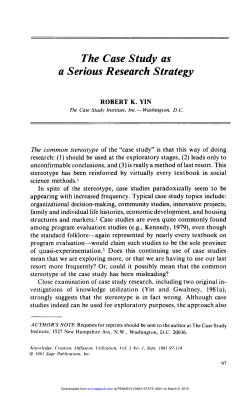 The Case Study as a Serious Research Strategy