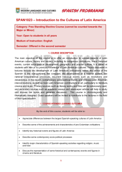SPAN1023 &ndash; Introduction to the Cultures of Latin America