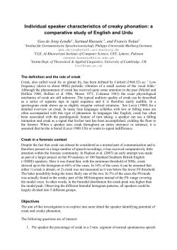 Individual speaker characteristics of creaky phonation