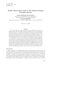 Stellar Observations made at the Malatya Danjon Astrolabe Station⋆