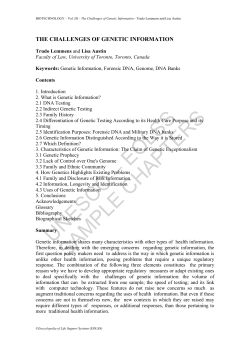 The Challenges of Genetic Information