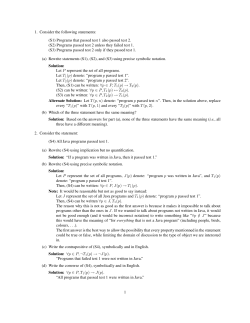 1. Consider the following statements: (S1) Programs that passed test