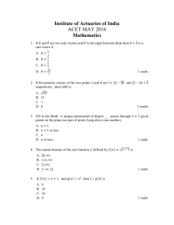 May 2016 - the Institute of Actuaries of India