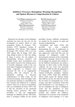 Inhibitory processes, homophone meanings recognition