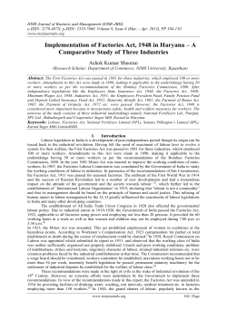 Implementation of Factories Act, 1948 in Haryana
