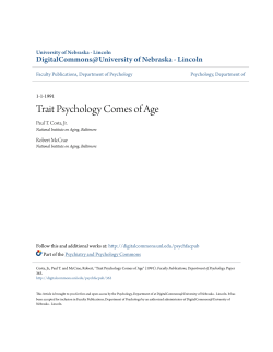 Trait Psychology Comes of Age - DigitalCommons@University of