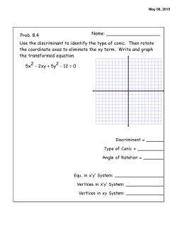 Use the discriminant to identify the type of conic. Then rotate th