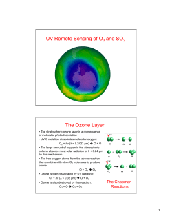 UV Remote Sensing of O and SO The Ozone Layer