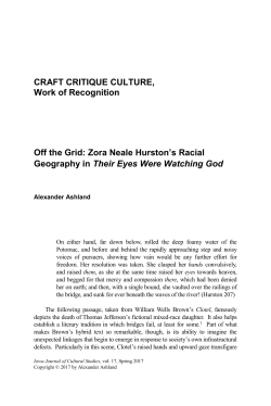 Off the Grid: Zora Neale Hurston&acirc;&bull;Žs Racial Geography in Their