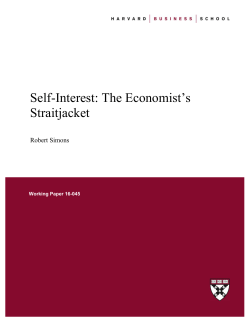 Self-Interest: The Economist`s Straitjacket
