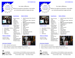 Food Pantry Clothes Closet Volunteers Needed