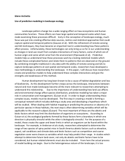 Use of predictive modeling in landscape ecology