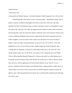 A Feminist Reading of Zelda Fitzgerald`s Save Me the Waltz