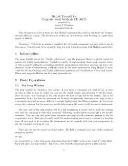 Matlab Tutorial for Computational Methods CE 30125 1 Introduction