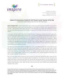 2017 Teacher of the Year Finalists Announced