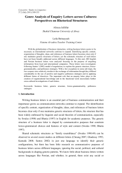 Genre Analysis of Enquiry Letters across Cultures